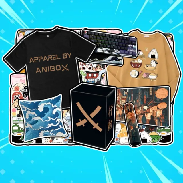 Anibox 3 ANIME ITEMS & T-SHIRT BOX animepakke med t-skjorte